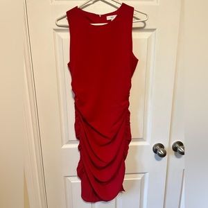 Red Ruched mini dress size 8
